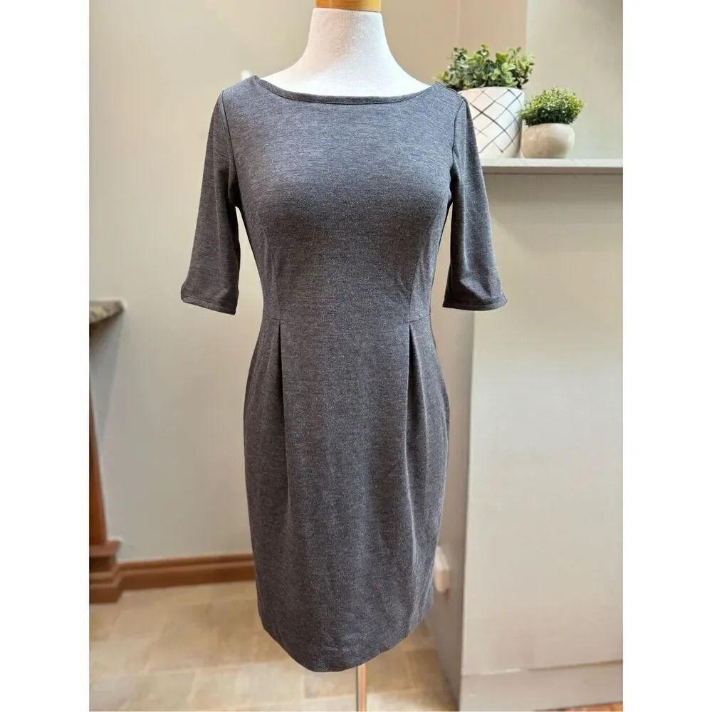 Banana Republic 6 charcoal stretch back zip comfort office dress